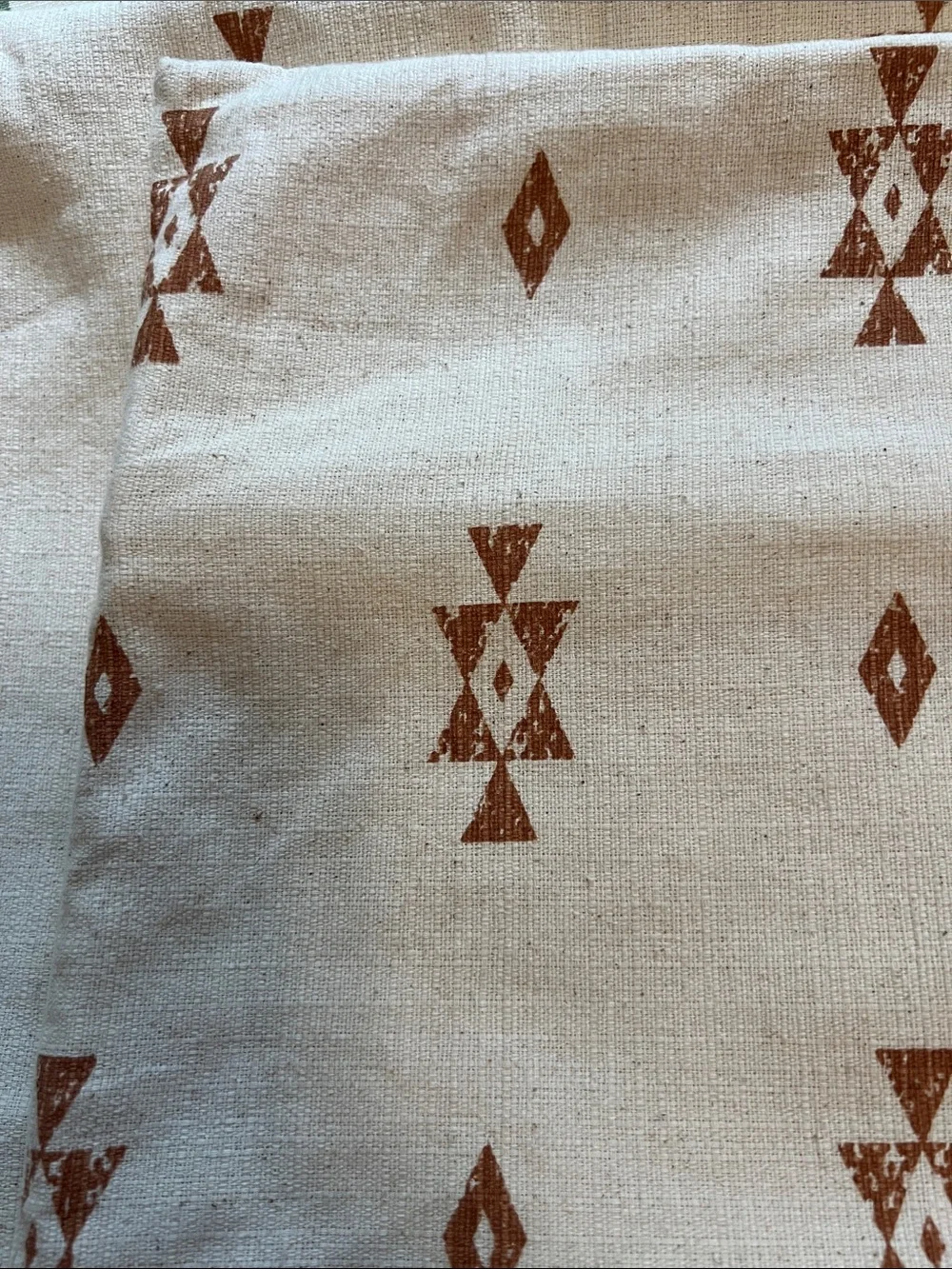 Cream Pillow Covers with Rust Geometric Print